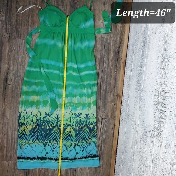 Dressbarn Green Maxi Surplice Neckline Sleeveless Dress Sz 10 - Picture 11 of 13